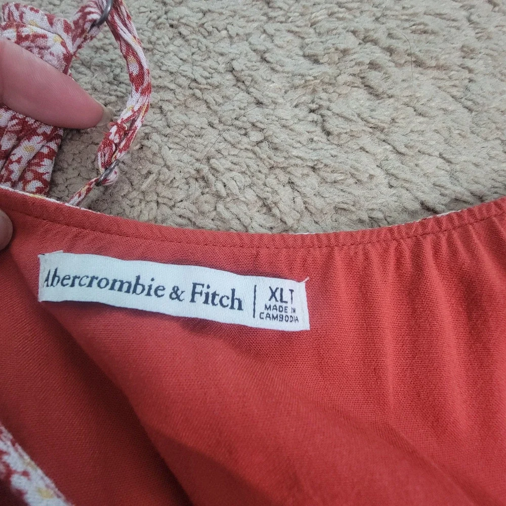 Abercrombie & Fitch Womens XLT Floral Spaghetti Strap Tiered Maxi Dress